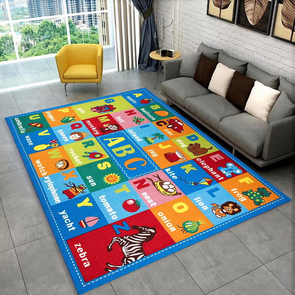ABC Cartoon Alphabet Children Crawling Kids Playroom Early Education Area Rug,Carpet for Living Room Bedroom Sofa,Non-slip Mat