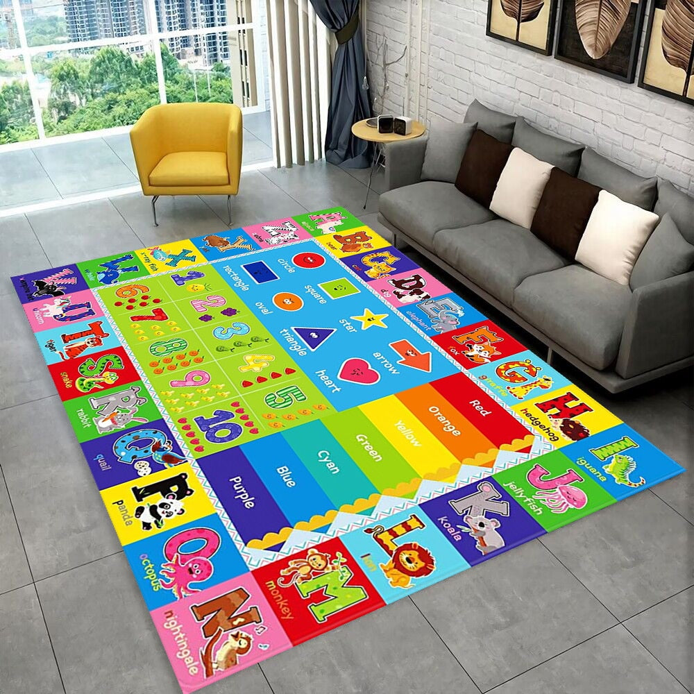 ABC Cartoon Alphabet Children Crawling Kids Playroom Early Education Area Rug,Carpet for Living Room Bedroom Sofa,Non-slip Mat